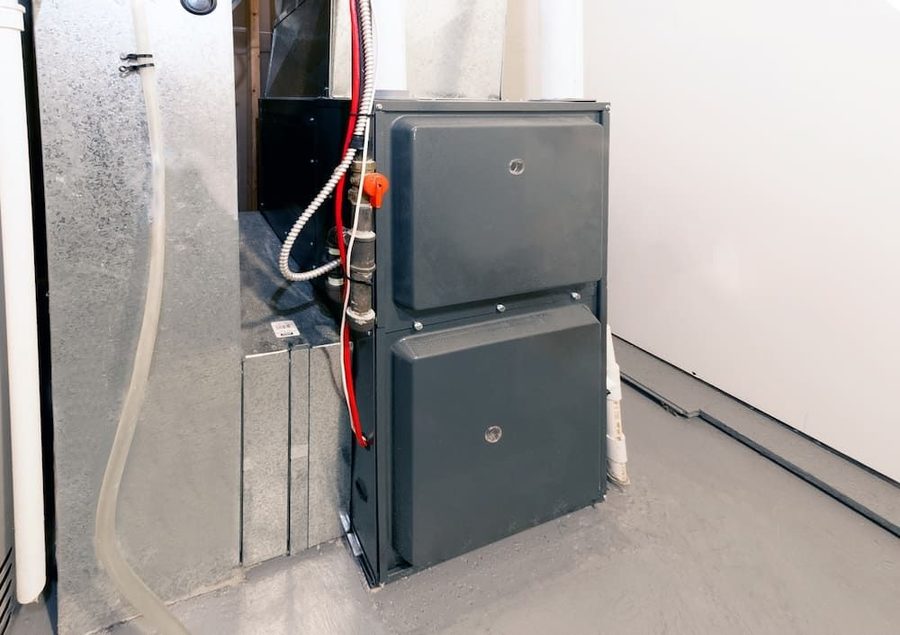 High efficiency residential furnace system in a basement